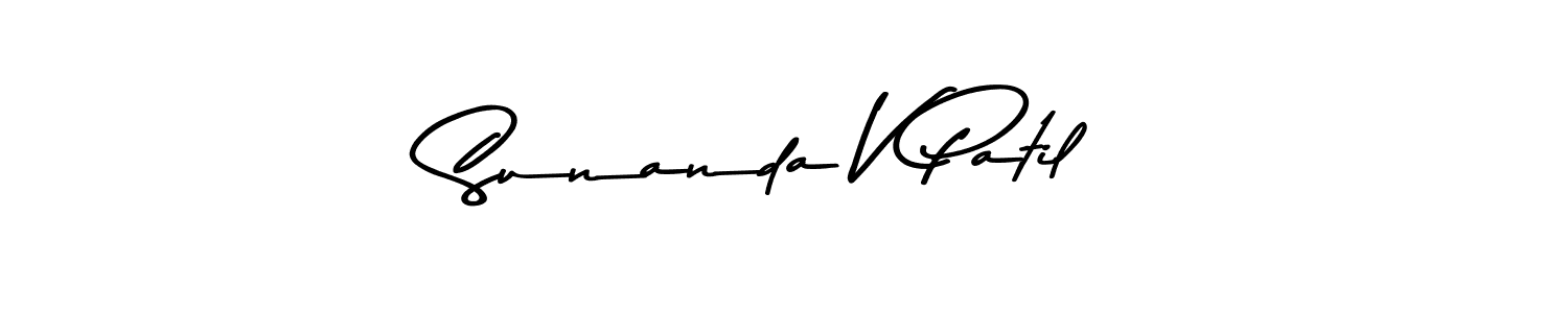 Make a beautiful signature design for name Sunanda V Patil. With this signature (Asem Kandis PERSONAL USE) style, you can create a handwritten signature for free. Sunanda V Patil signature style 9 images and pictures png