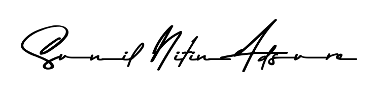 Give your name Sunil Nitin Adsure an exquisite flair with the Asem Kandis PERSONAL USE script font. Ideal for contracts, resumes, and formal letterheads. Sunil Nitin Adsure signature style 9 images and pictures png