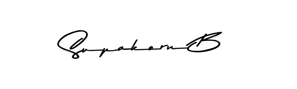How to make Supakorn B name signature. Use Asem Kandis PERSONAL USE style for creating short signs online. This is the latest handwritten sign. Supakorn B signature style 9 images and pictures png