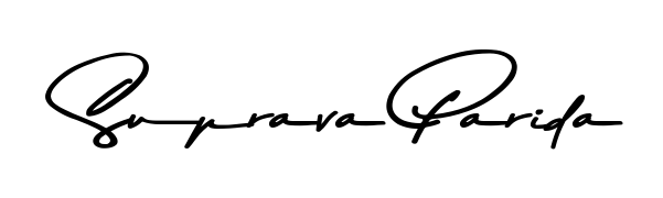 The Asem Kandis PERSONAL USE font transforms the name Suprava Parida into an executive sign with sharp precision and distinguished character. Suprava Parida signature style 9 images and pictures png