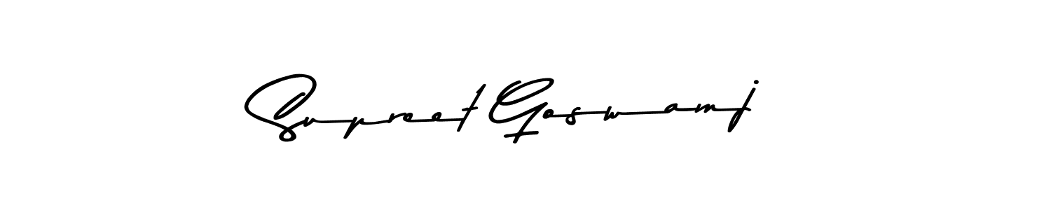 Make a beautiful signature design for name Supreet Goswamj. With this signature (Asem Kandis PERSONAL USE) style, you can create a handwritten signature for free. Supreet Goswamj signature style 9 images and pictures png