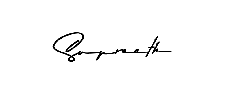 Create a beautiful signature design for name Supreeth. With this signature (Asem Kandis PERSONAL USE) fonts, you can make a handwritten signature for free. Supreeth signature style 9 images and pictures png