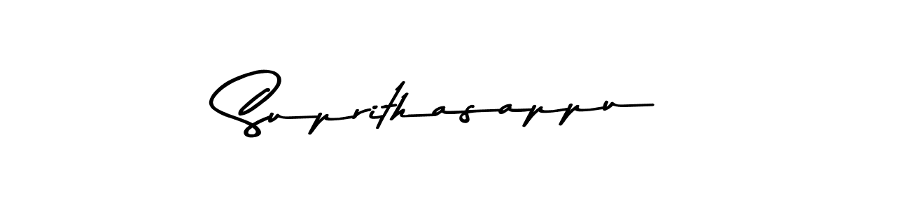 How to make Suprithasappu name signature. Use Asem Kandis PERSONAL USE style for creating short signs online. This is the latest handwritten sign. Suprithasappu signature style 9 images and pictures png