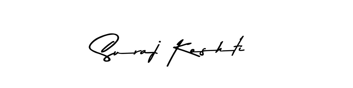 Make a beautiful signature design for name Suraj Koshti. With this signature (Asem Kandis PERSONAL USE) style, you can create a handwritten signature for free. Suraj Koshti signature style 9 images and pictures png