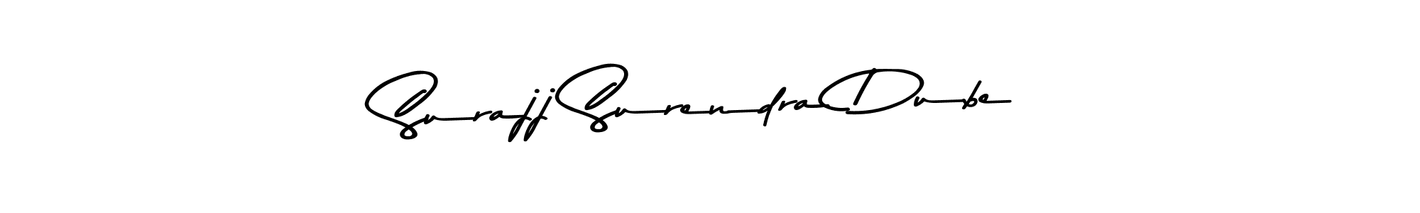 How to make Surajj Surendra Dube name signature. Use Asem Kandis PERSONAL USE style for creating short signs online. This is the latest handwritten sign. Surajj Surendra Dube signature style 9 images and pictures png