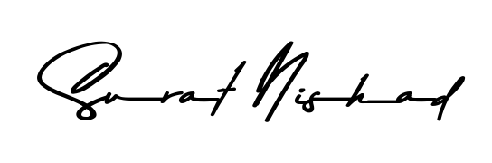 Create your official email sign-off with Surat Nishad name in Asem Kandis PERSONAL USE style. Crisp, clean, and perfectly legible across all screens. Surat Nishad signature style 9 images and pictures png