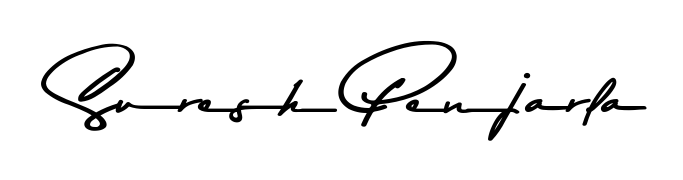 Give your name Suresh Penjarla an exquisite flair with the Asem Kandis PERSONAL USE script font. Ideal for contracts, resumes, and formal letterheads. Suresh Penjarla signature style 9 images and pictures png
