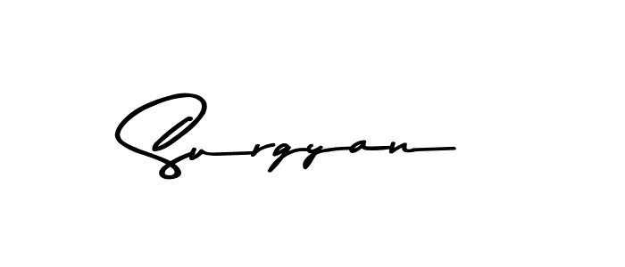 Create a beautiful signature design for name Surgyan. With this signature (Asem Kandis PERSONAL USE) fonts, you can make a handwritten signature for free. Surgyan signature style 9 images and pictures png