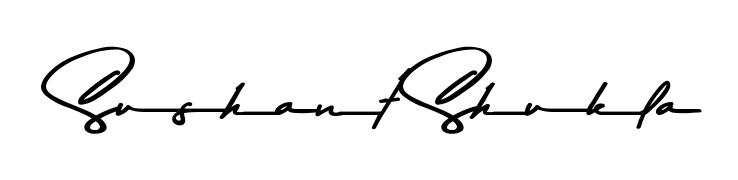 Try this chic Sushant Shukla handwritten sign style. Using Asem Kandis PERSONAL USE font elements, it gives your name a sleek, memorable identity. Sushant Shukla signature style 9 images and pictures png