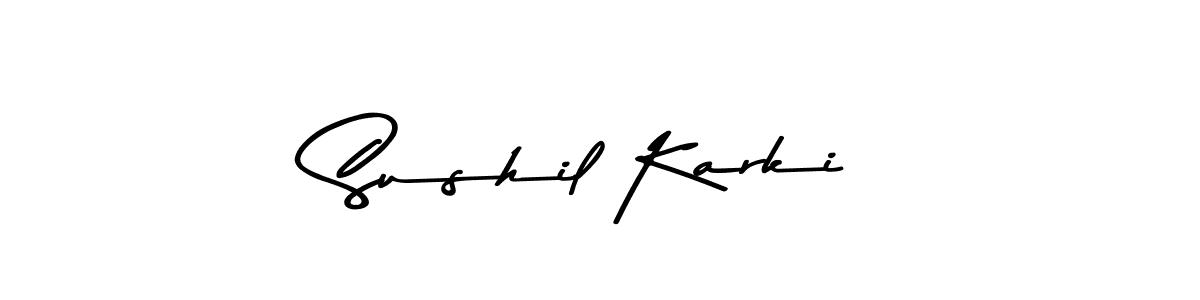 How to make Sushil Karki name signature. Use Asem Kandis PERSONAL USE style for creating short signs online. This is the latest handwritten sign. Sushil Karki signature style 9 images and pictures png