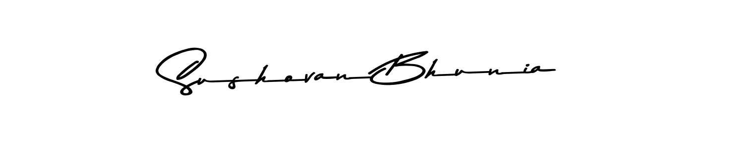 How to make Sushovan Bhunia name signature. Use Asem Kandis PERSONAL USE style for creating short signs online. This is the latest handwritten sign. Sushovan Bhunia signature style 9 images and pictures png