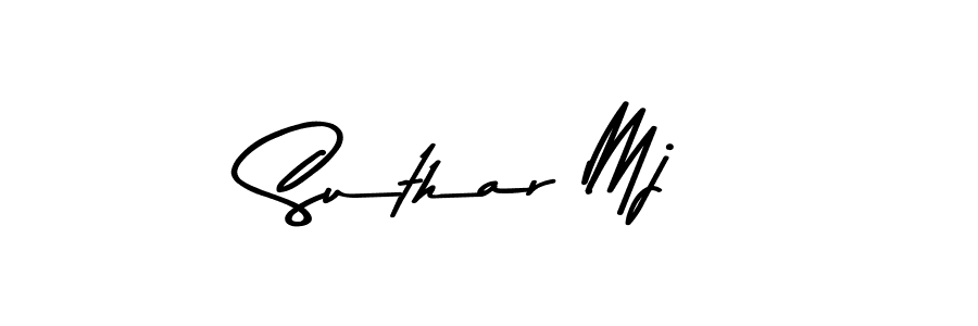 How to make Suthar Mj name signature. Use Asem Kandis PERSONAL USE style for creating short signs online. This is the latest handwritten sign. Suthar Mj signature style 9 images and pictures png
