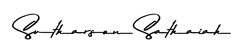 Looking for an artistic signature for Sutharson Sathaiah? The Asem Kandis PERSONAL USE calligraphy style gives a sophisticated flow suitable for business cards and emails. Sutharson Sathaiah signature style 9 images and pictures png