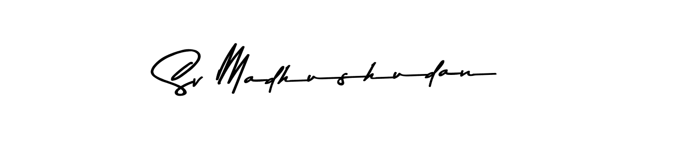 How to make Sv Madhushudan name signature. Use Asem Kandis PERSONAL USE style for creating short signs online. This is the latest handwritten sign. Sv Madhushudan signature style 9 images and pictures png