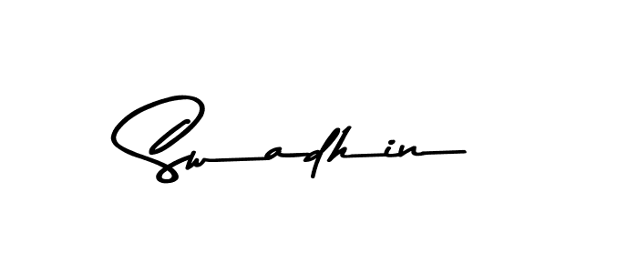 How to make Swadhin name signature. Use Asem Kandis PERSONAL USE style for creating short signs online. This is the latest handwritten sign. Swadhin signature style 9 images and pictures png