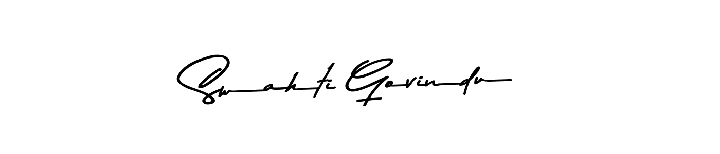 How to make Swahti Govindu name signature. Use Asem Kandis PERSONAL USE style for creating short signs online. This is the latest handwritten sign. Swahti Govindu signature style 9 images and pictures png