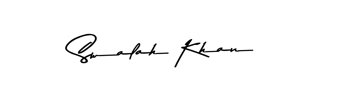 How to make Swalah Khan name signature. Use Asem Kandis PERSONAL USE style for creating short signs online. This is the latest handwritten sign. Swalah Khan signature style 9 images and pictures png