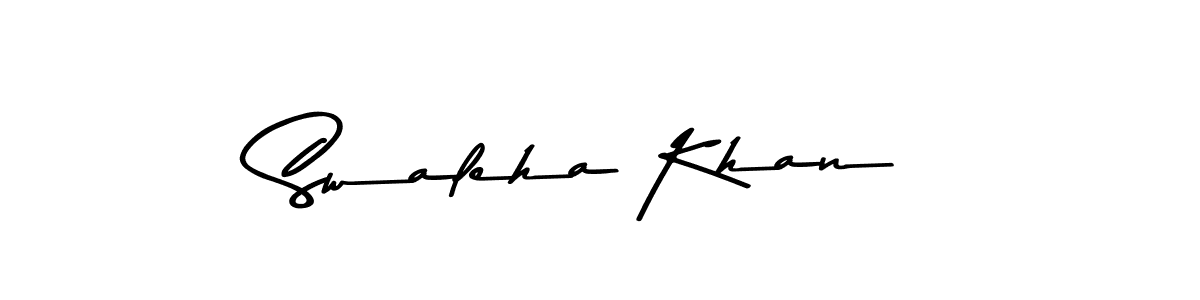 How to make Swaleha Khan name signature. Use Asem Kandis PERSONAL USE style for creating short signs online. This is the latest handwritten sign. Swaleha Khan signature style 9 images and pictures png