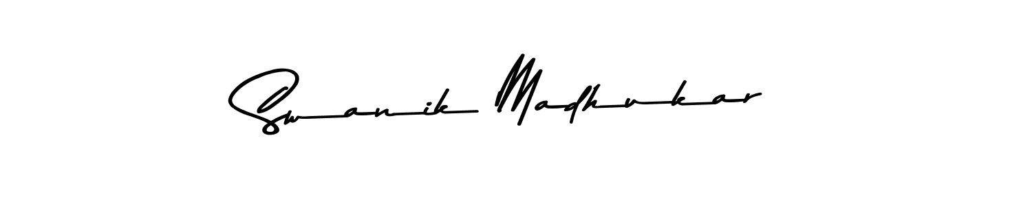 Create a beautiful signature design for name Swanik Madhukar. With this signature (Asem Kandis PERSONAL USE) fonts, you can make a handwritten signature for free. Swanik Madhukar signature style 9 images and pictures png