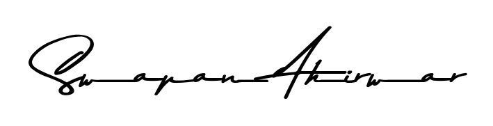 The Asem Kandis PERSONAL USE typeface gives name Swapan Ahirwar a refined look. Suitable for certificates, diplomas, and official verification. Swapan Ahirwar signature style 9 images and pictures png