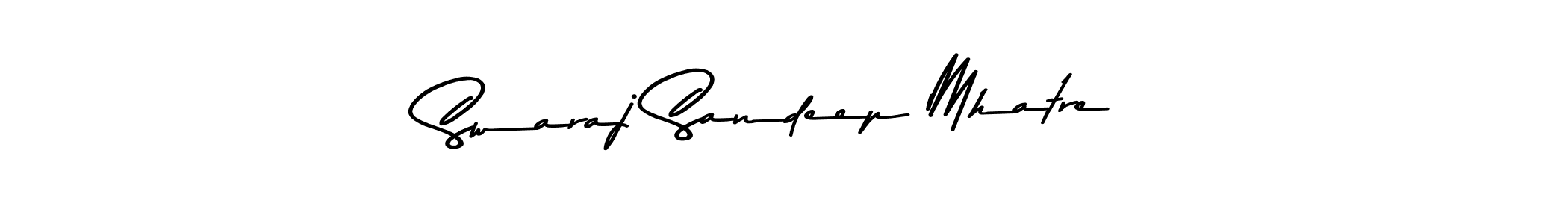 The best way (Asem Kandis PERSONAL USE) to make a short signature is to pick only two or three words in your name. The name Swaraj Sandeep Mhatre include a total of six letters. For converting this name. Swaraj Sandeep Mhatre signature style 9 images and pictures png