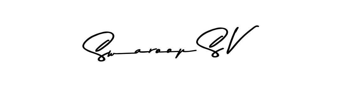 Use a signature maker to create a handwritten signature online. With this signature software, you can design (Asem Kandis PERSONAL USE) your own signature for name Swaroop S V. Swaroop S V signature style 9 images and pictures png