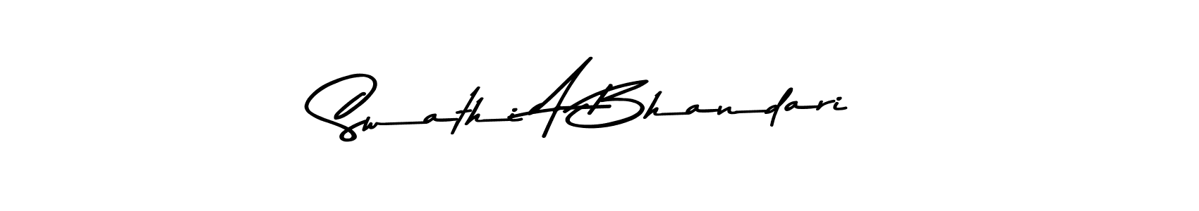 How to make Swathi A Bhandari name signature. Use Asem Kandis PERSONAL USE style for creating short signs online. This is the latest handwritten sign. Swathi A Bhandari signature style 9 images and pictures png