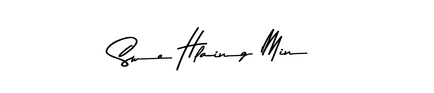 The best way (Asem Kandis PERSONAL USE) to make a short signature is to pick only two or three words in your name. The name Swe Hlaing Min include a total of six letters. For converting this name. Swe Hlaing Min signature style 9 images and pictures png