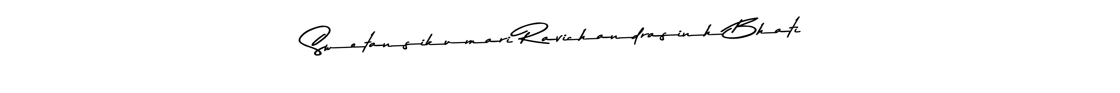 This is the best signature style for the Swetansikumari Ravichandrasinh Bhati name. Also you like these signature font (Asem Kandis PERSONAL USE). Mix name signature. Swetansikumari Ravichandrasinh Bhati signature style 9 images and pictures png