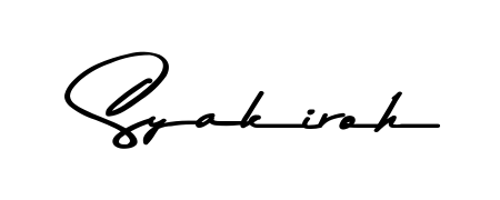 A sleek calligraphic signature for name Syakiroh utilizing Asem Kandis PERSONAL USE styling. Great for adding personal signatures to photos and art. Syakiroh signature style 9 images and pictures png
