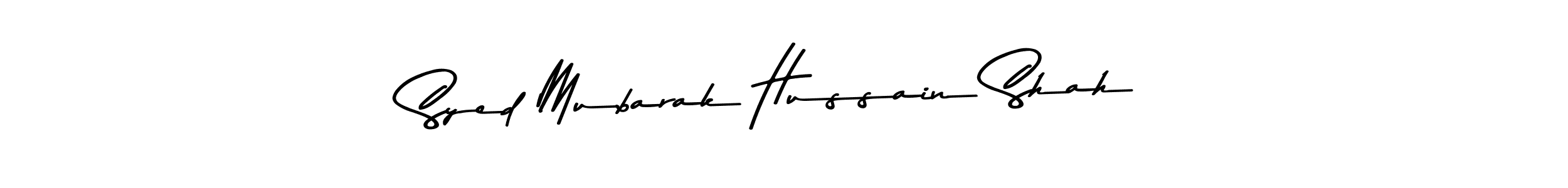 The best way (Asem Kandis PERSONAL USE) to make a short signature is to pick only two or three words in your name. The name Syed Mubarak Hussain Shah include a total of six letters. For converting this name. Syed Mubarak Hussain Shah signature style 9 images and pictures png