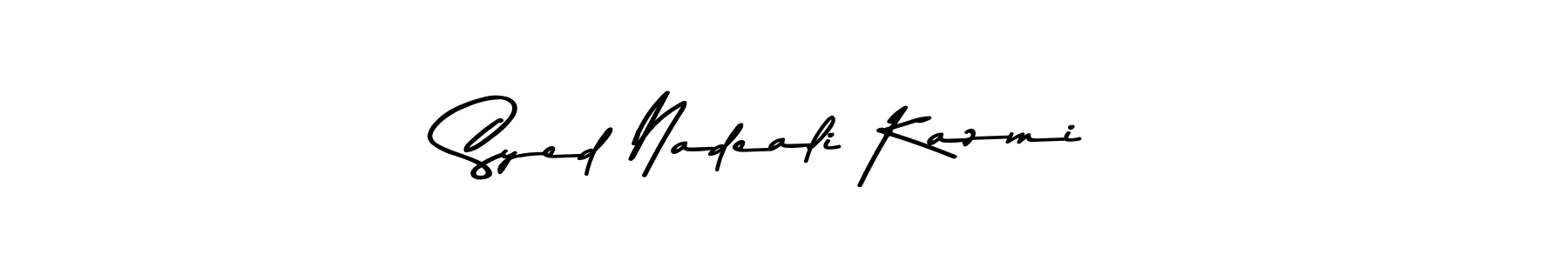 You can use this online signature creator to create a handwritten signature for the name Syed Nadeali Kazmi. This is the best online autograph maker. Syed Nadeali Kazmi signature style 9 images and pictures png