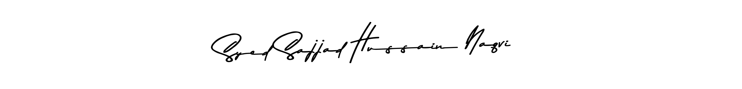 How to make Syed Sajjad Hussain Naqvi name signature. Use Asem Kandis PERSONAL USE style for creating short signs online. This is the latest handwritten sign. Syed Sajjad Hussain Naqvi signature style 9 images and pictures png