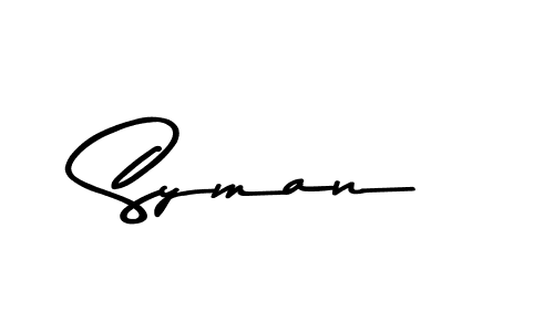 How to make Syman name signature. Use Asem Kandis PERSONAL USE style for creating short signs online. This is the latest handwritten sign. Syman signature style 9 images and pictures png