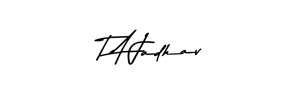 How to make T A Jadhav name signature. Use Asem Kandis PERSONAL USE style for creating short signs online. This is the latest handwritten sign. T A Jadhav signature style 9 images and pictures png