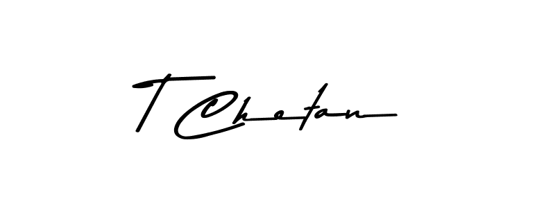 The best way (Asem Kandis PERSONAL USE) to make a short signature is to pick only two or three words in your name. The name T Chetan include a total of six letters. For converting this name. T Chetan signature style 9 images and pictures png