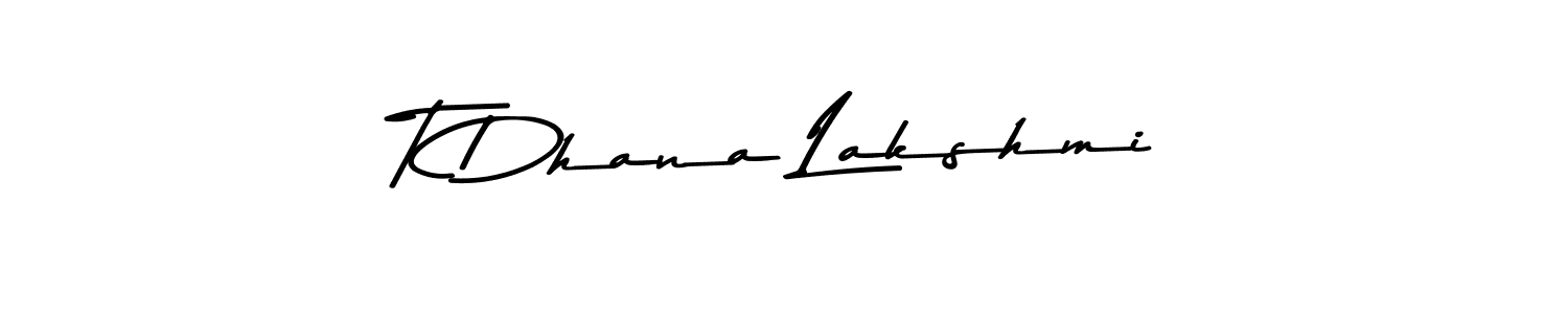 The best way (Asem Kandis PERSONAL USE) to make a short signature is to pick only two or three words in your name. The name T Dhana Lakshmi include a total of six letters. For converting this name. T Dhana Lakshmi signature style 9 images and pictures png