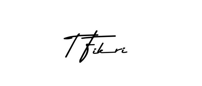 Create a beautiful signature design for name T Fikri. With this signature (Asem Kandis PERSONAL USE) fonts, you can make a handwritten signature for free. T Fikri signature style 9 images and pictures png