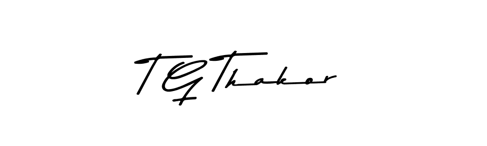 Create a beautiful signature design for name T G Thakor. With this signature (Asem Kandis PERSONAL USE) fonts, you can make a handwritten signature for free. T G Thakor signature style 9 images and pictures png