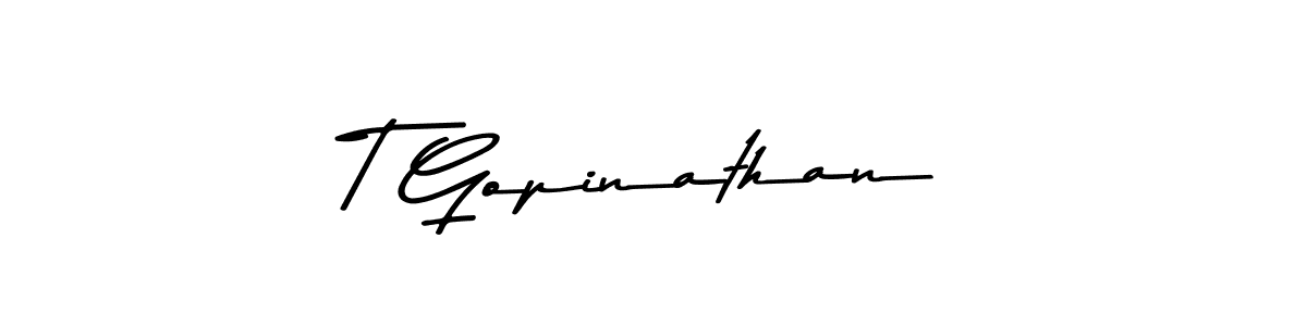 Create a beautiful signature design for name T Gopinathan. With this signature (Asem Kandis PERSONAL USE) fonts, you can make a handwritten signature for free. T Gopinathan signature style 9 images and pictures png