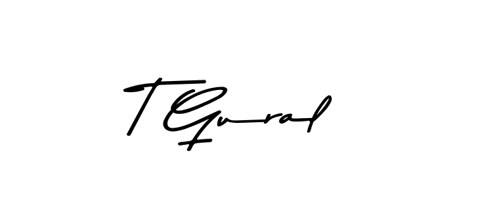 The best way (Asem Kandis PERSONAL USE) to make a short signature is to pick only two or three words in your name. The name T Gural include a total of six letters. For converting this name. T Gural signature style 9 images and pictures png