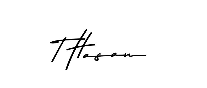 The best way (Asem Kandis PERSONAL USE) to make a short signature is to pick only two or three words in your name. The name T Hasan include a total of six letters. For converting this name. T Hasan signature style 9 images and pictures png