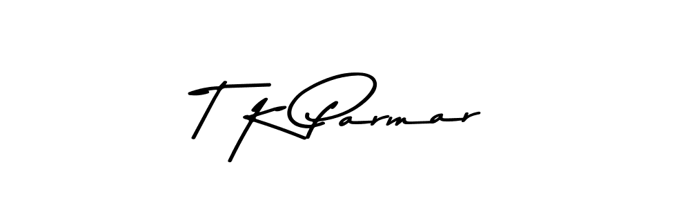 How to make T K Parmar name signature. Use Asem Kandis PERSONAL USE style for creating short signs online. This is the latest handwritten sign. T K Parmar signature style 9 images and pictures png