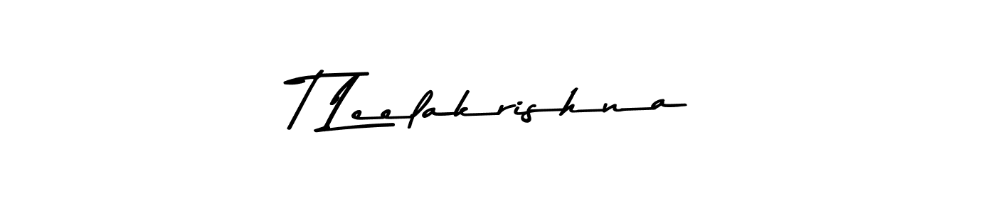 How to make T Leelakrishna name signature. Use Asem Kandis PERSONAL USE style for creating short signs online. This is the latest handwritten sign. T Leelakrishna signature style 9 images and pictures png