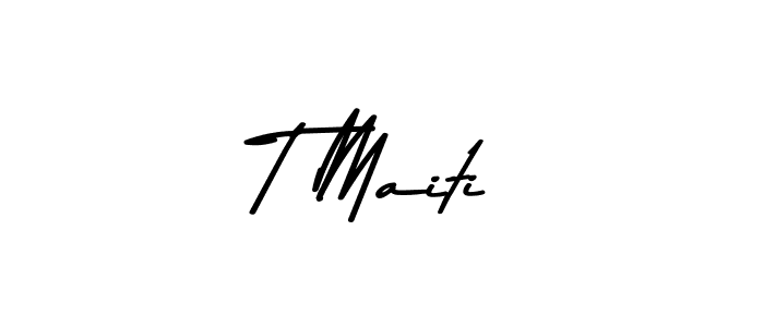 The best way (Asem Kandis PERSONAL USE) to make a short signature is to pick only two or three words in your name. The name T Maiti include a total of six letters. For converting this name. T Maiti signature style 9 images and pictures png
