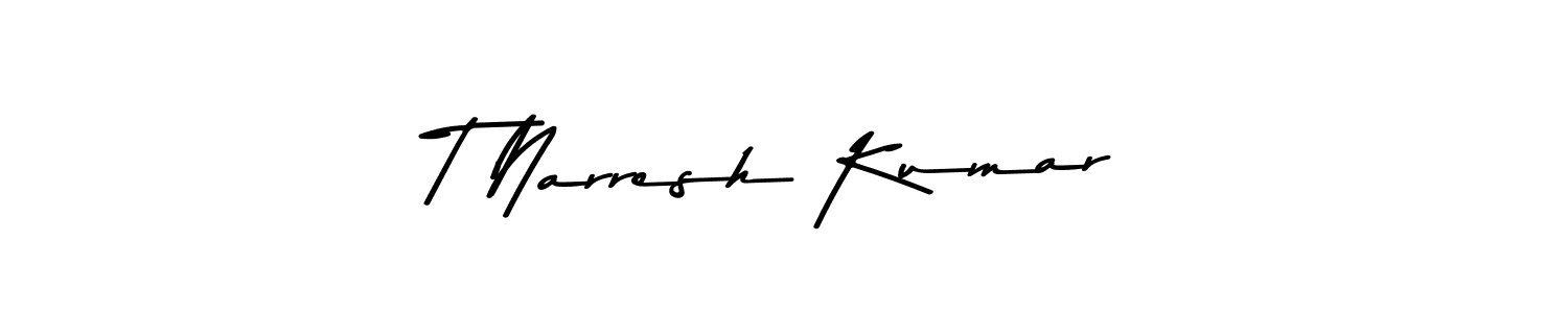 This is the best signature style for the T Narresh Kumar name. Also you like these signature font (Asem Kandis PERSONAL USE). Mix name signature. T Narresh Kumar signature style 9 images and pictures png