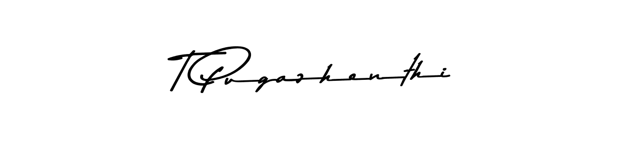 How to make T Pugazhenthi name signature. Use Asem Kandis PERSONAL USE style for creating short signs online. This is the latest handwritten sign. T Pugazhenthi signature style 9 images and pictures png