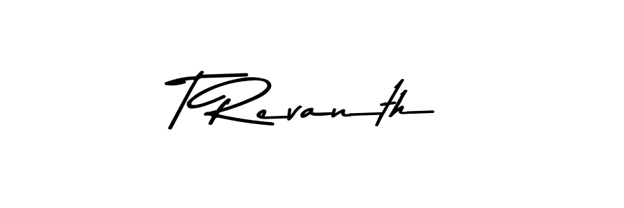 Create a beautiful signature design for name T Revanth. With this signature (Asem Kandis PERSONAL USE) fonts, you can make a handwritten signature for free. T Revanth signature style 9 images and pictures png