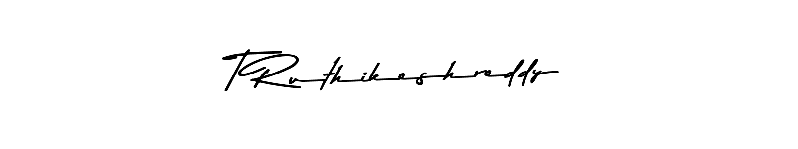 The best way (Asem Kandis PERSONAL USE) to make a short signature is to pick only two or three words in your name. The name T Ruthikeshreddy include a total of six letters. For converting this name. T Ruthikeshreddy signature style 9 images and pictures png