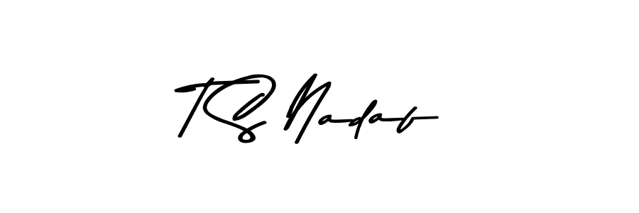 The best way (Asem Kandis PERSONAL USE) to make a short signature is to pick only two or three words in your name. The name T S Nadaf include a total of six letters. For converting this name. T S Nadaf signature style 9 images and pictures png